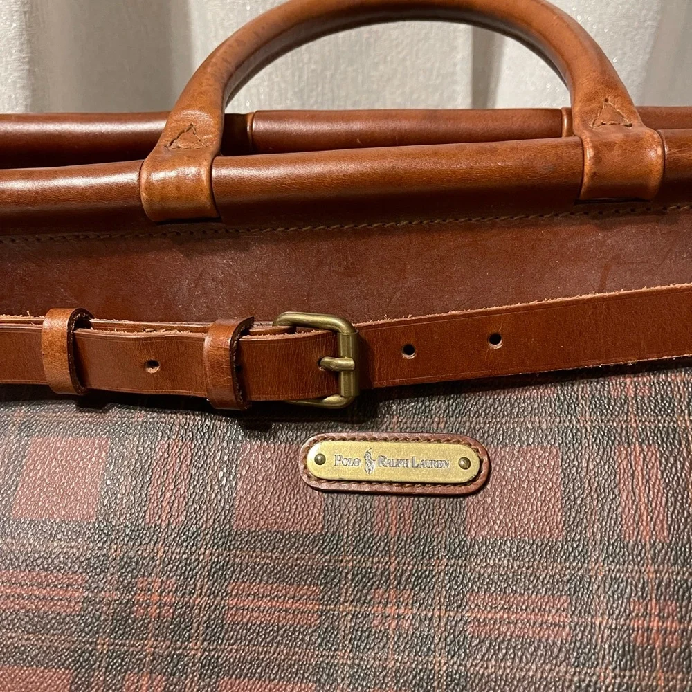 Vintage Polo Ralph Lauren Tartan Plaid Brown and Black Weekend Travel Bag